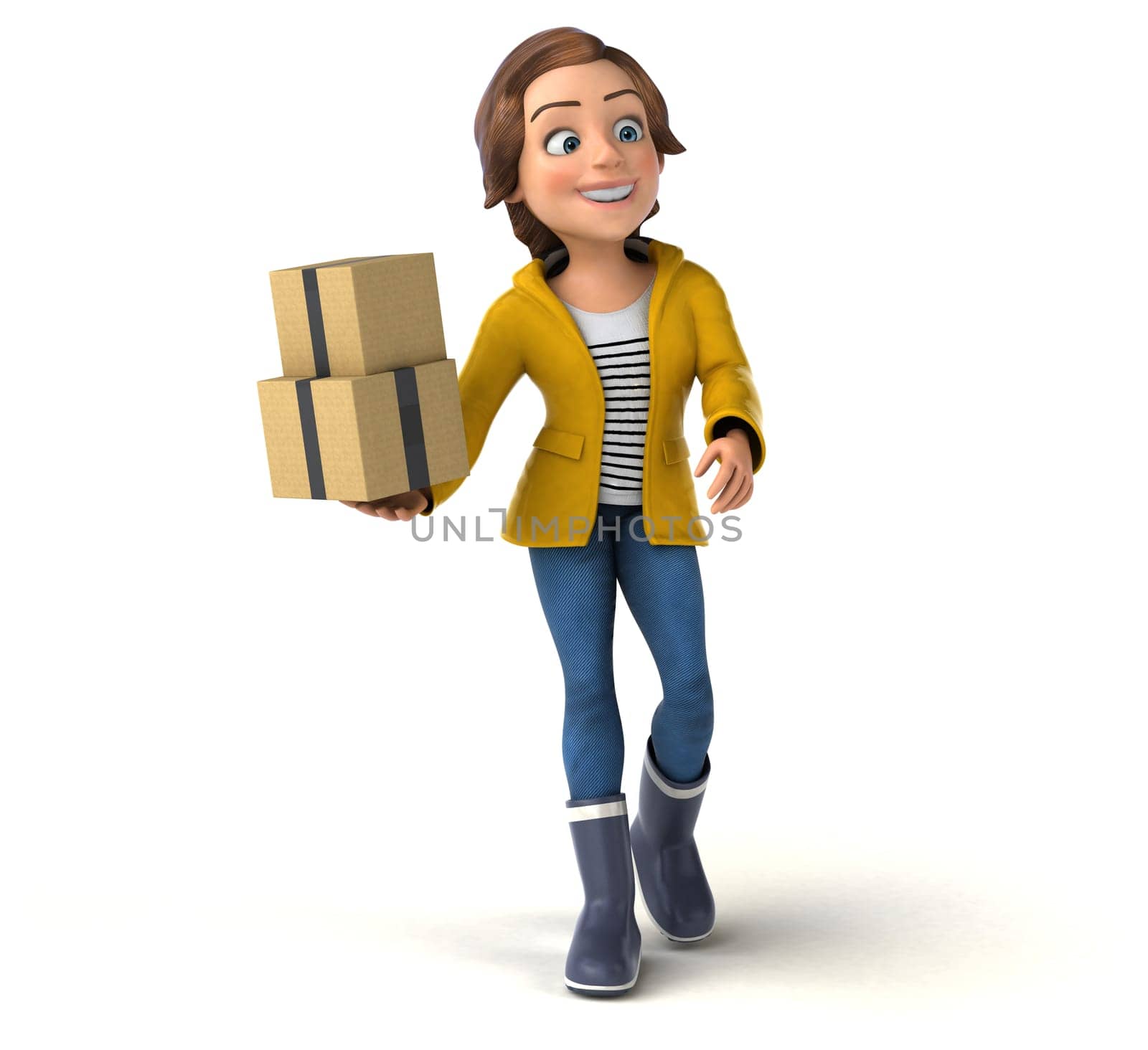 Fun 3D illustration of a cartoon teenage girl