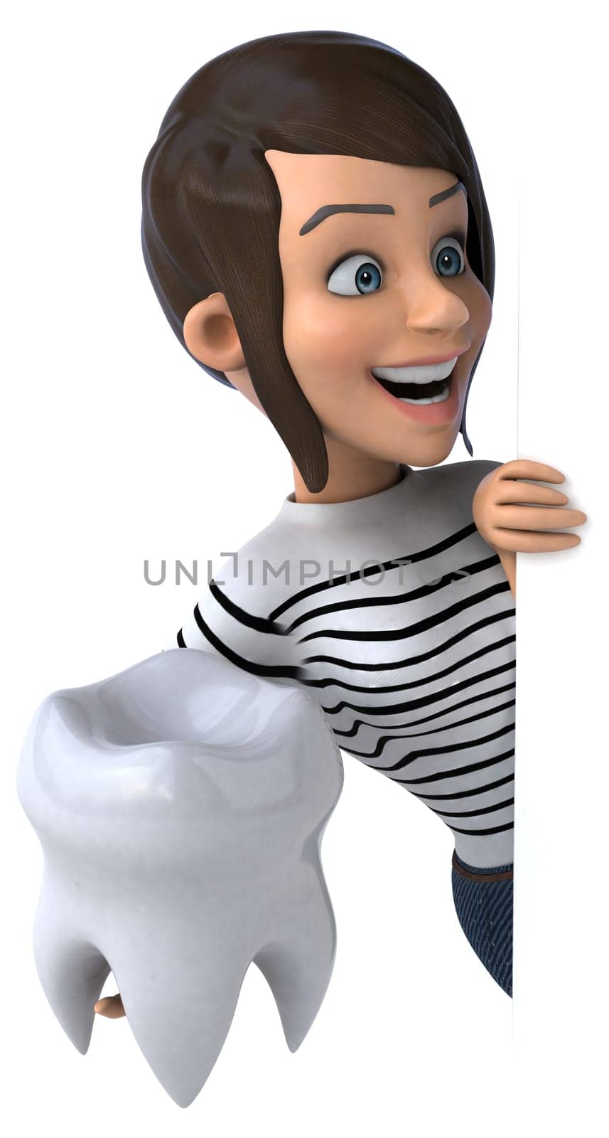 Fun 3D cartoon casual character woman