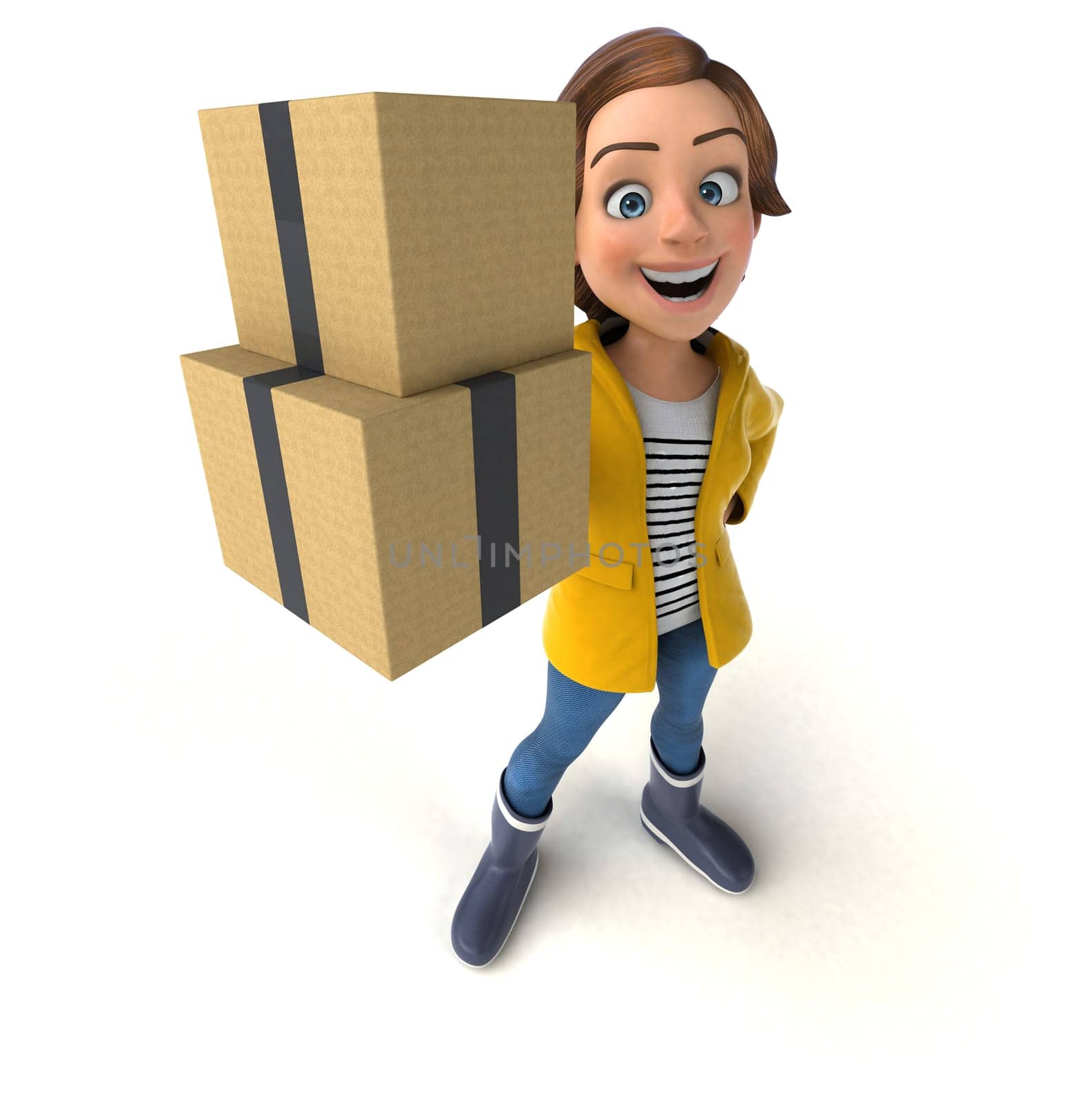 Fun 3D illustration of a cartoon teenage girl