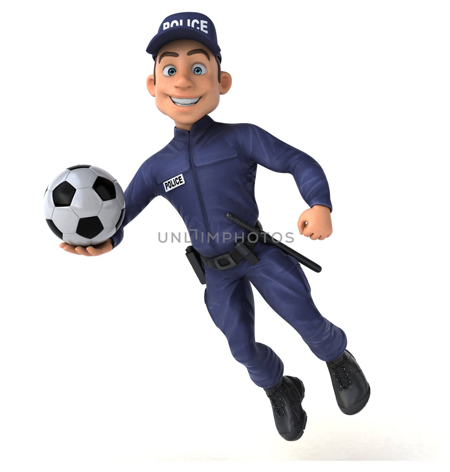 Fun 3D illustration of a cartoon Police Officer