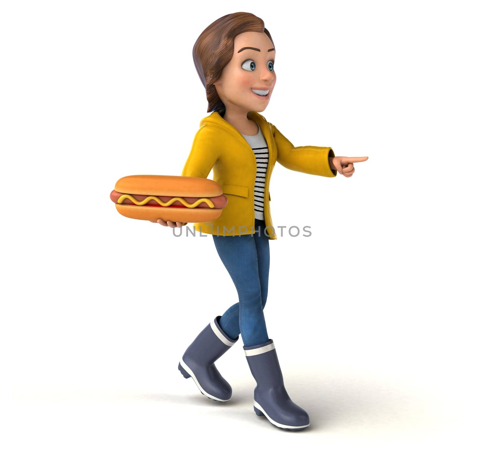 Fun 3D illustration of a cartoon teenage girl