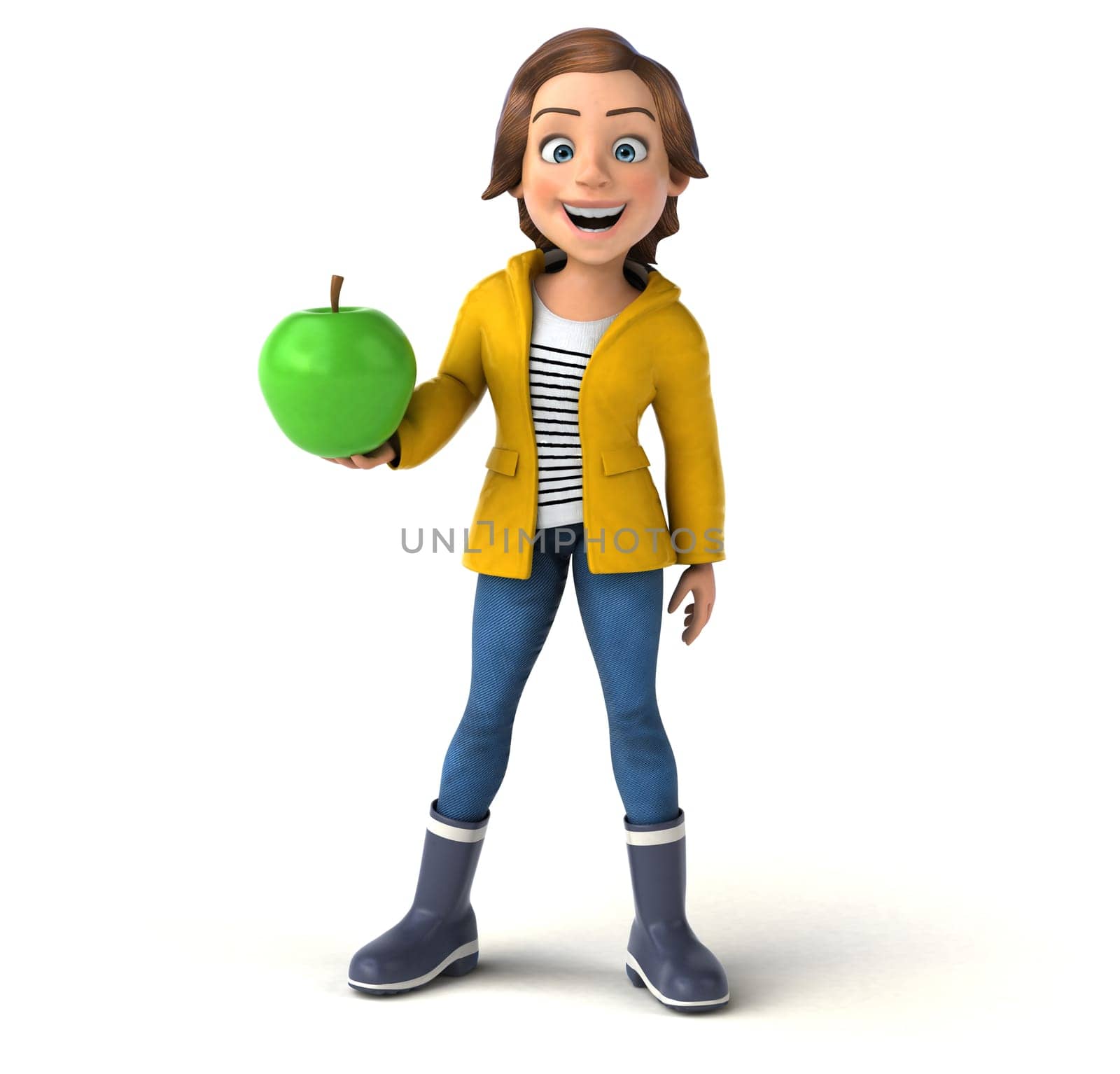 Fun 3D illustration of a cartoon teenage girl