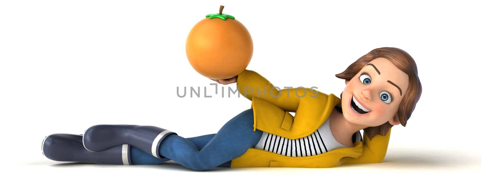 Fun 3D illustration of a cartoon teenage girl