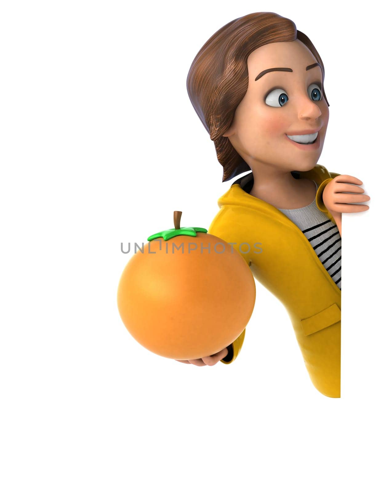 Fun 3D illustration of a cartoon teenage girl