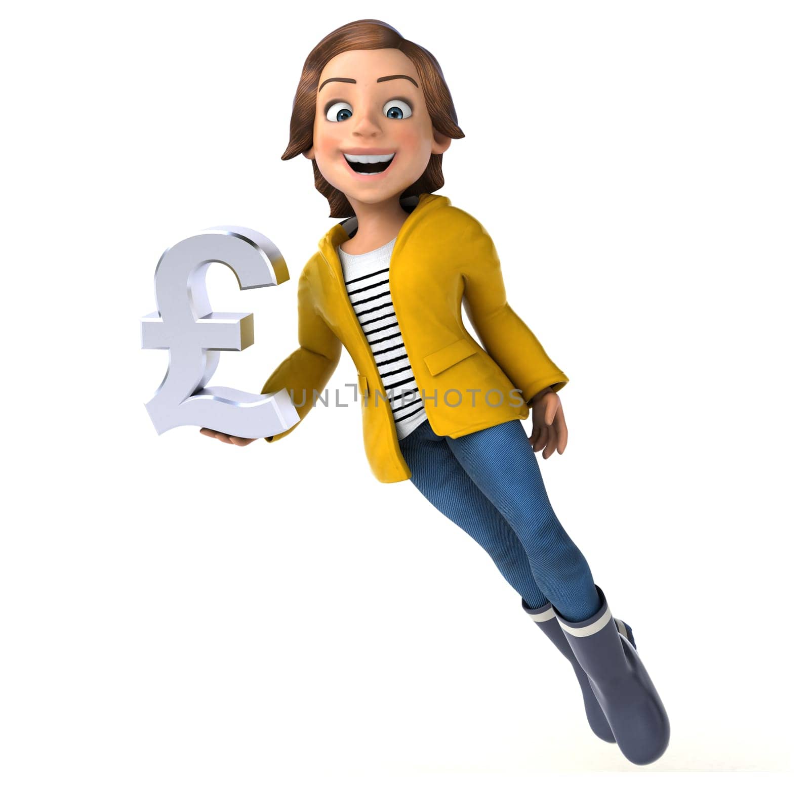 Fun 3D illustration of a cartoon teenage girl