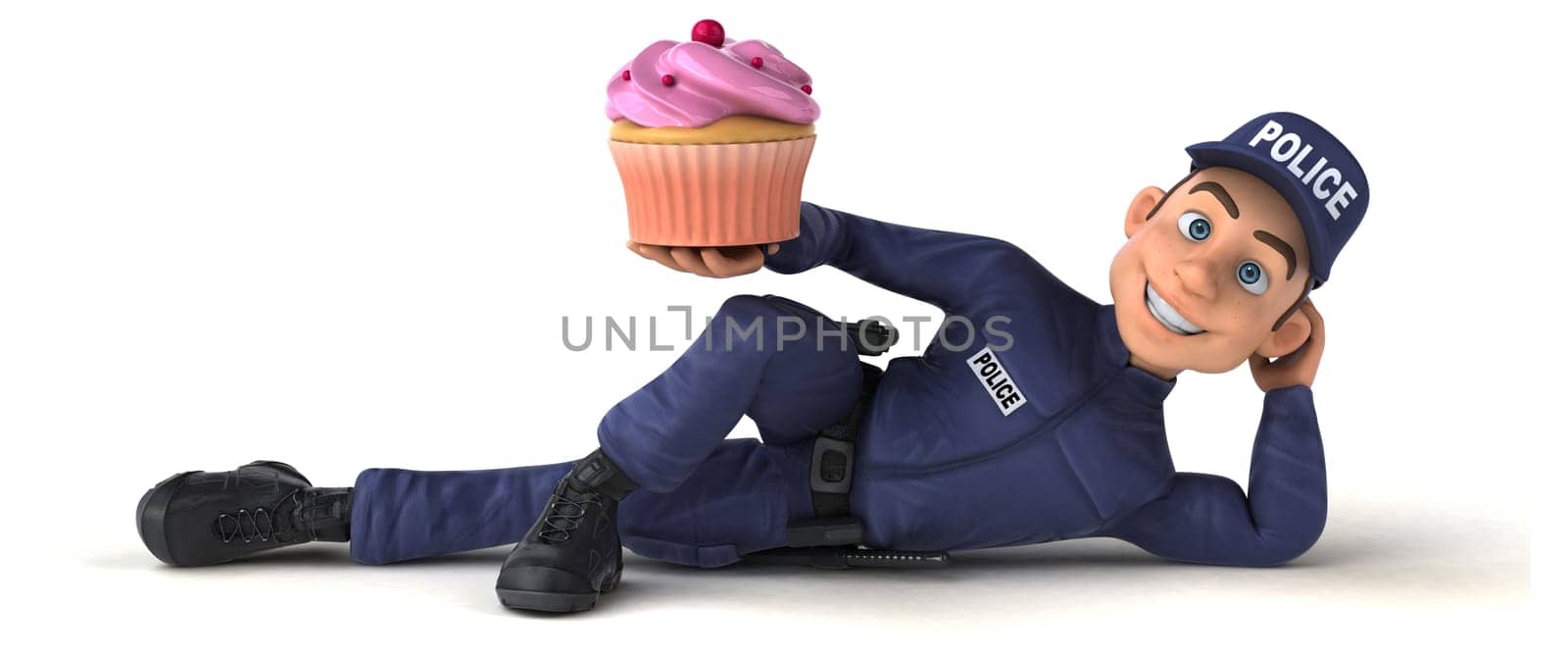 Fun 3D illustration of a cartoon Police Officer