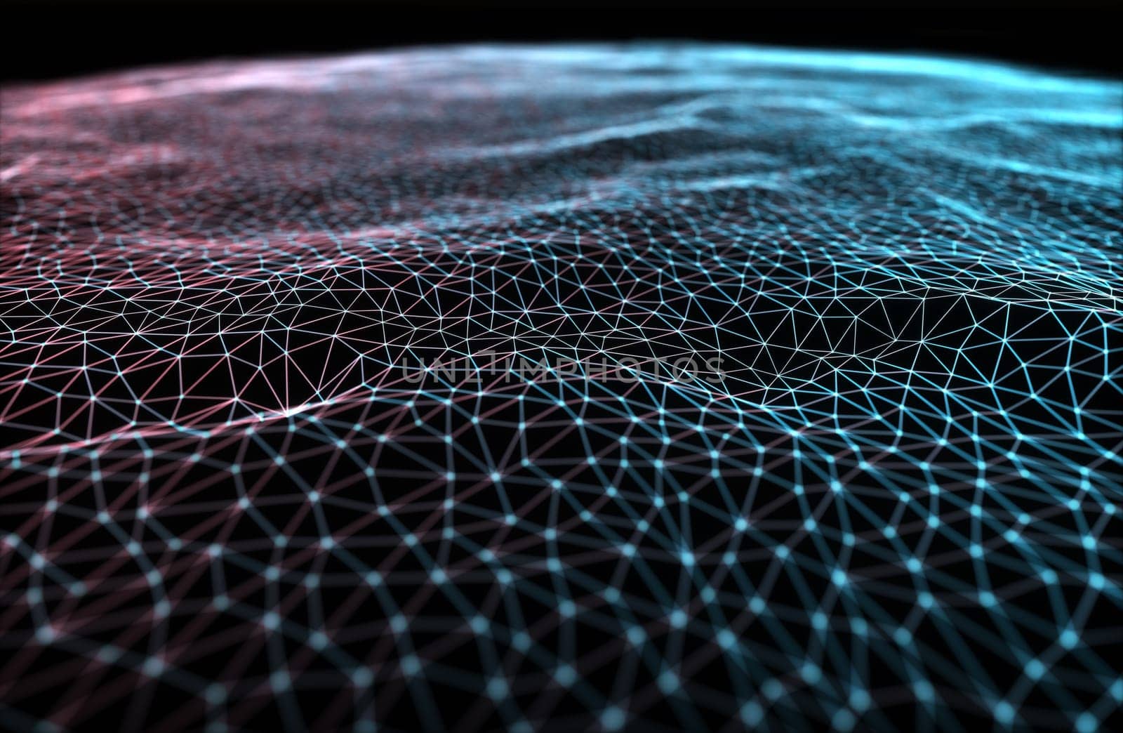 Abstract background. Colorful mesh interconnected lines. Cloud computing concept. 3D illustration.