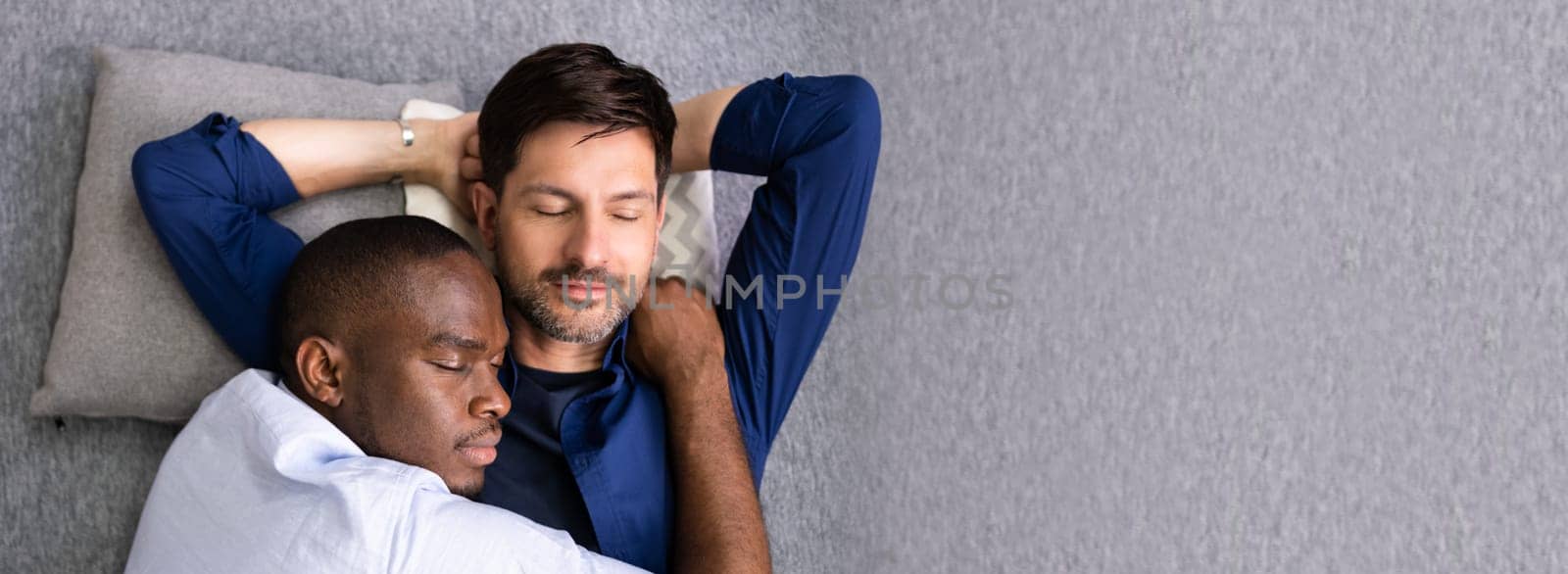 Happy Romantic Gay Couple Relaxing And Dating