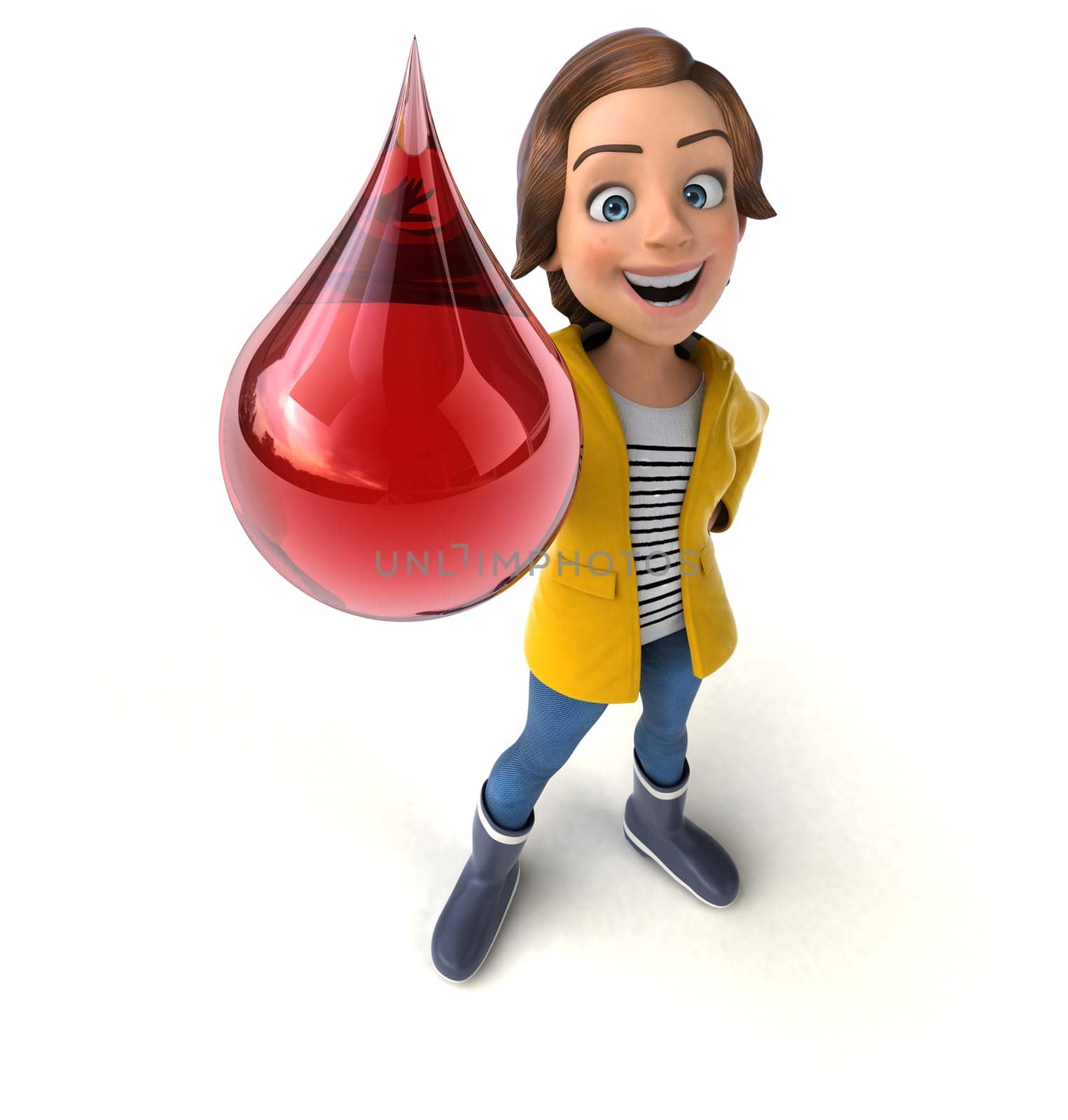 Fun 3D illustration of a cartoon teenage girl