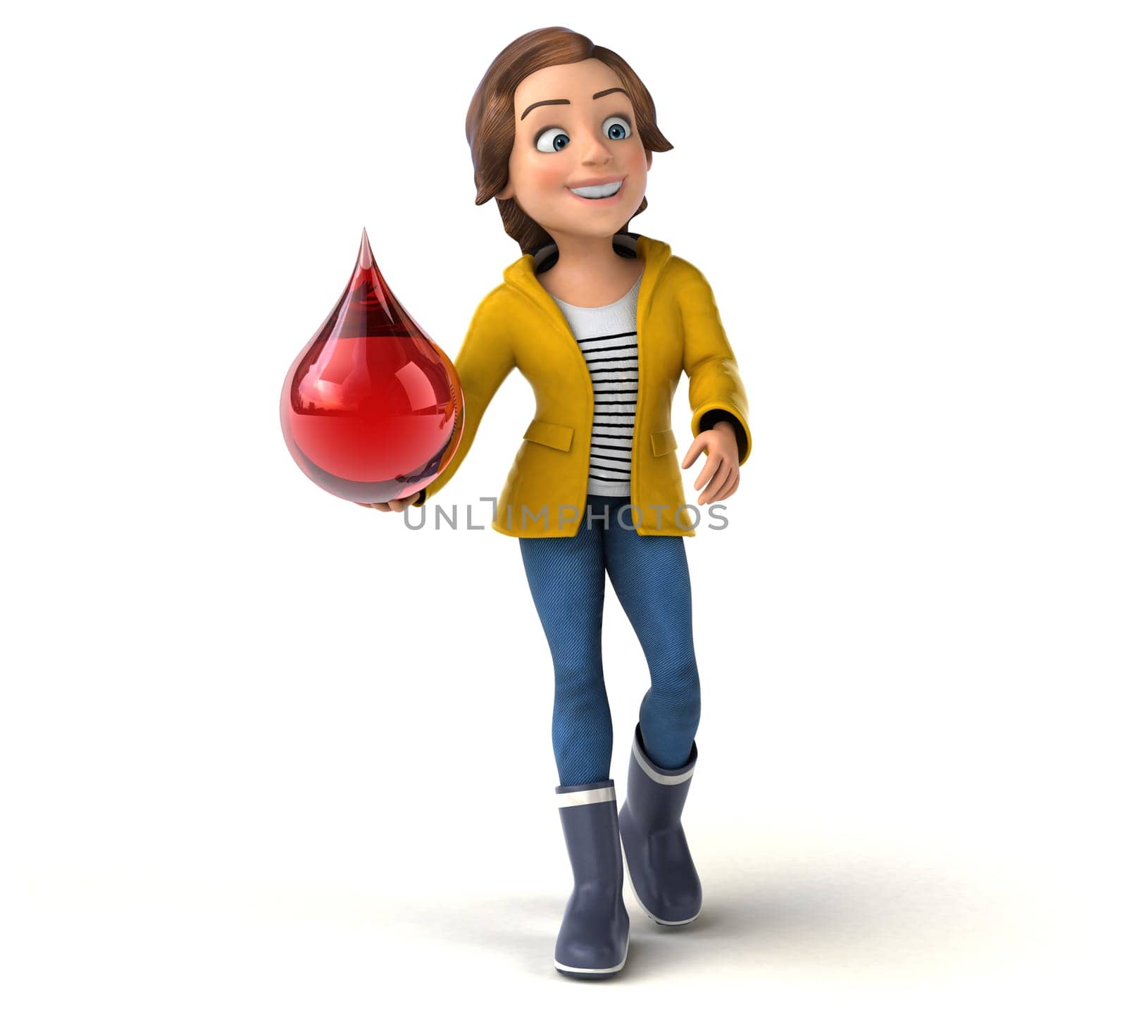 Fun 3D illustration of a cartoon teenage girl