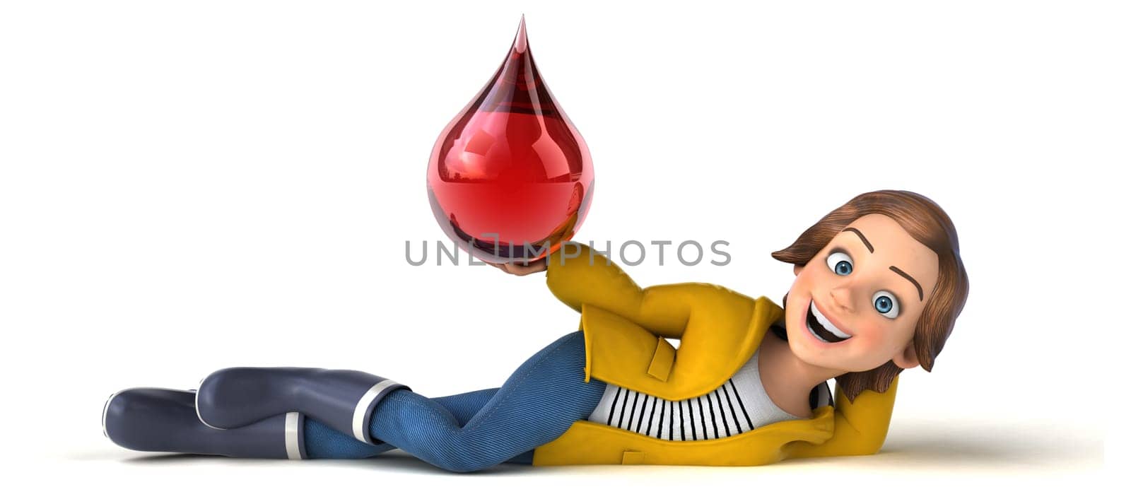 Fun 3D illustration of a cartoon teenage girl
