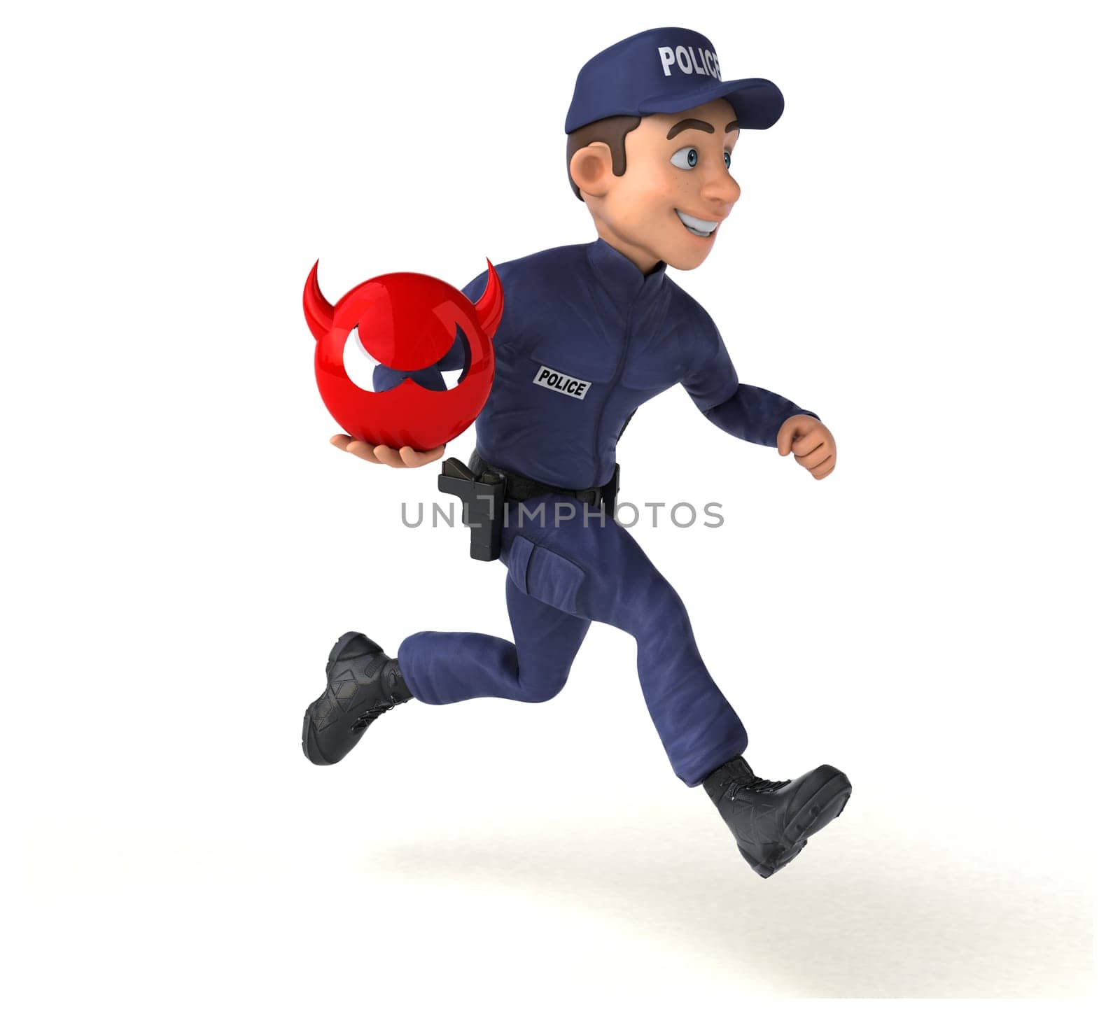 Fun 3D illustration of a cartoon Police Officer