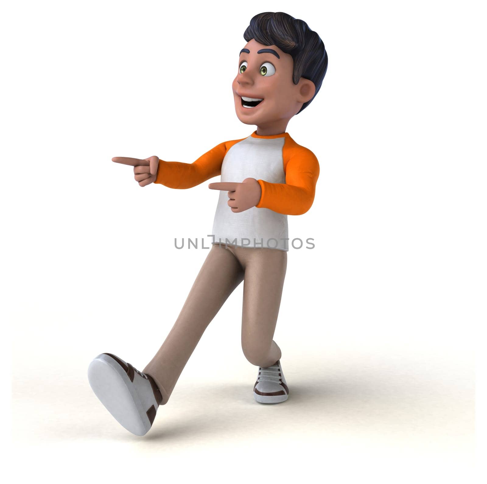 Fun 3D cartoon Asian teenager .