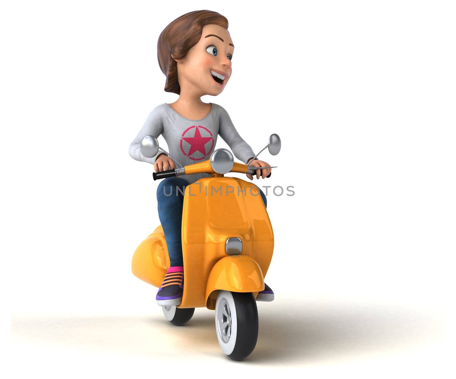 Fun 3D Illustration of a cartoon teenage girl