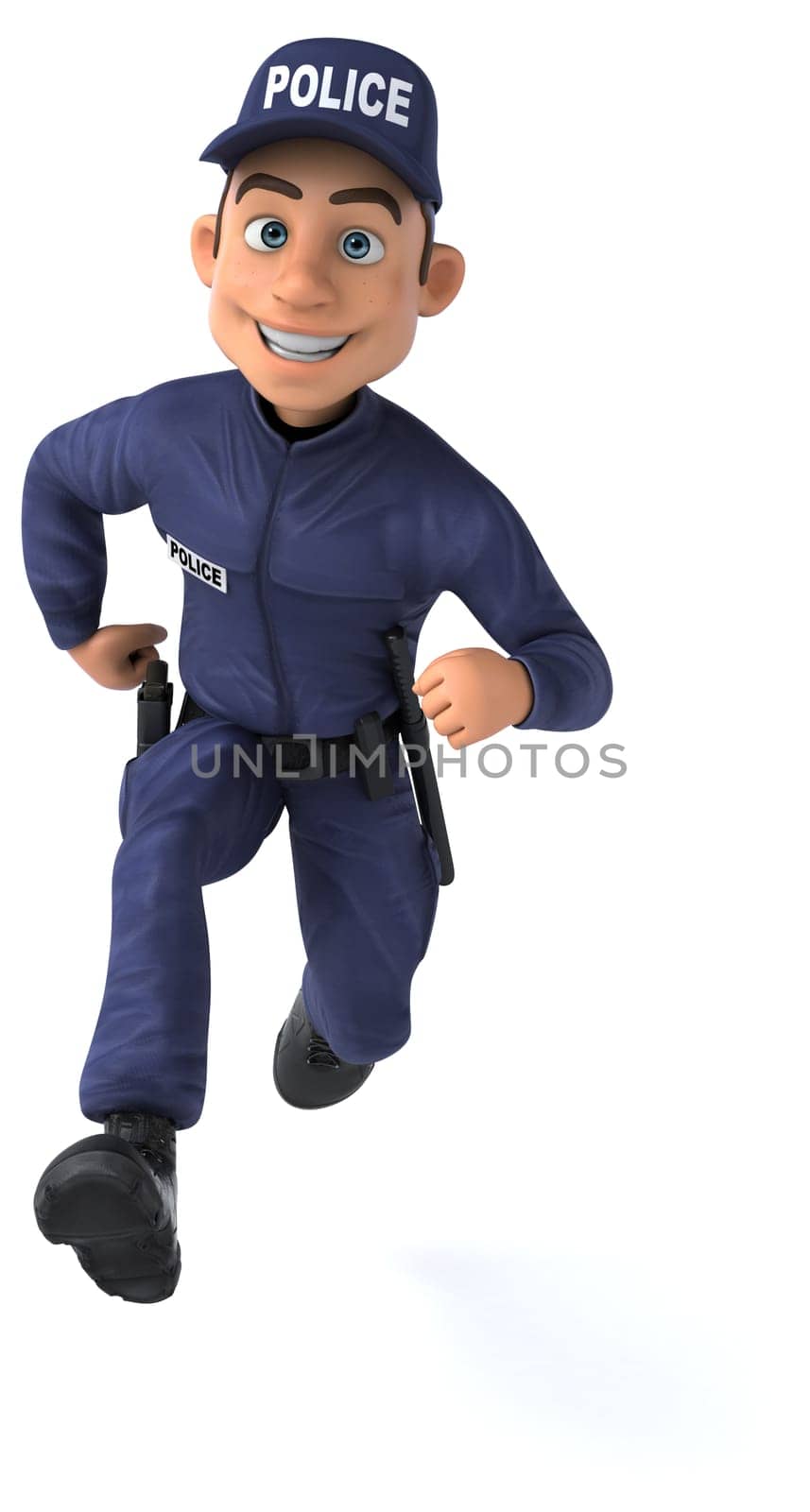 Fun 3D illustration of a cartoon Police Officer