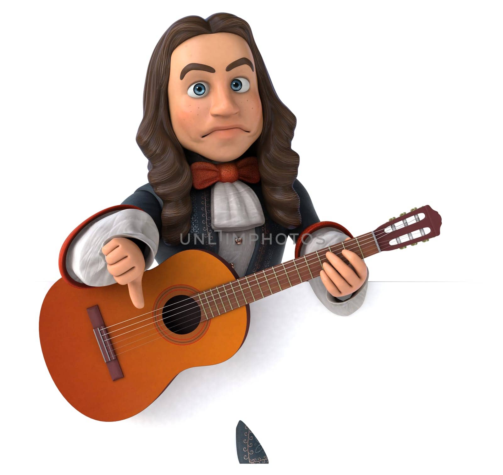 3D Illustration of a cartoon man in historical baroque costume