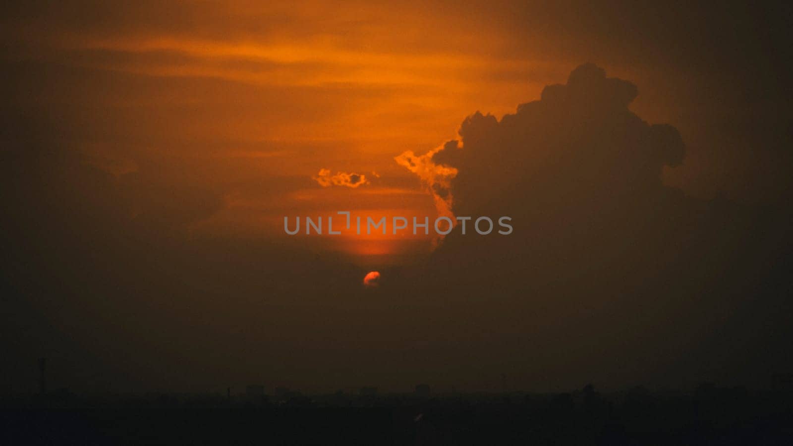 panorama of the silhouette city .Contour of skyscrapers, panorama of the city. sunset background