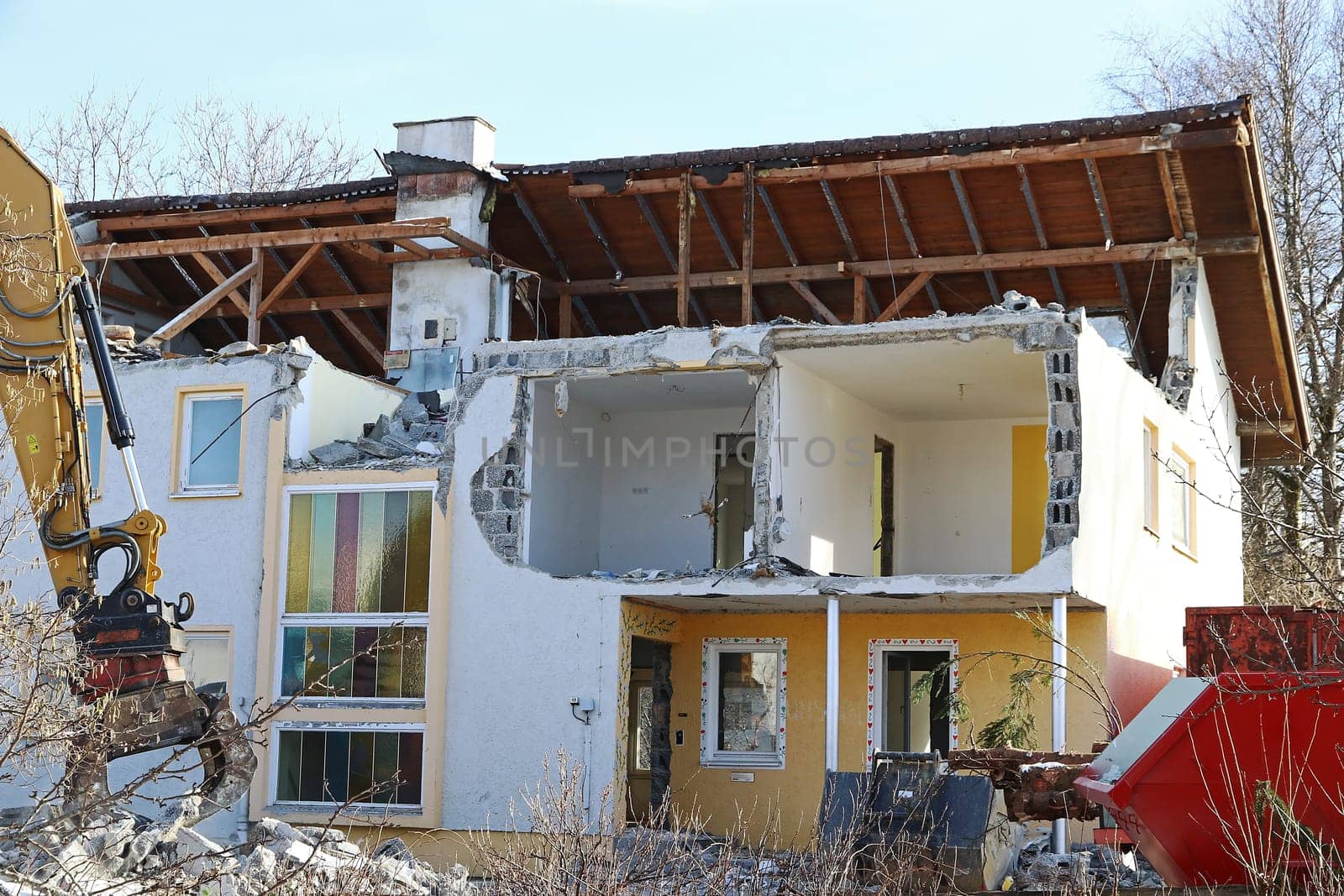 Demolition of a damaged house in Germany