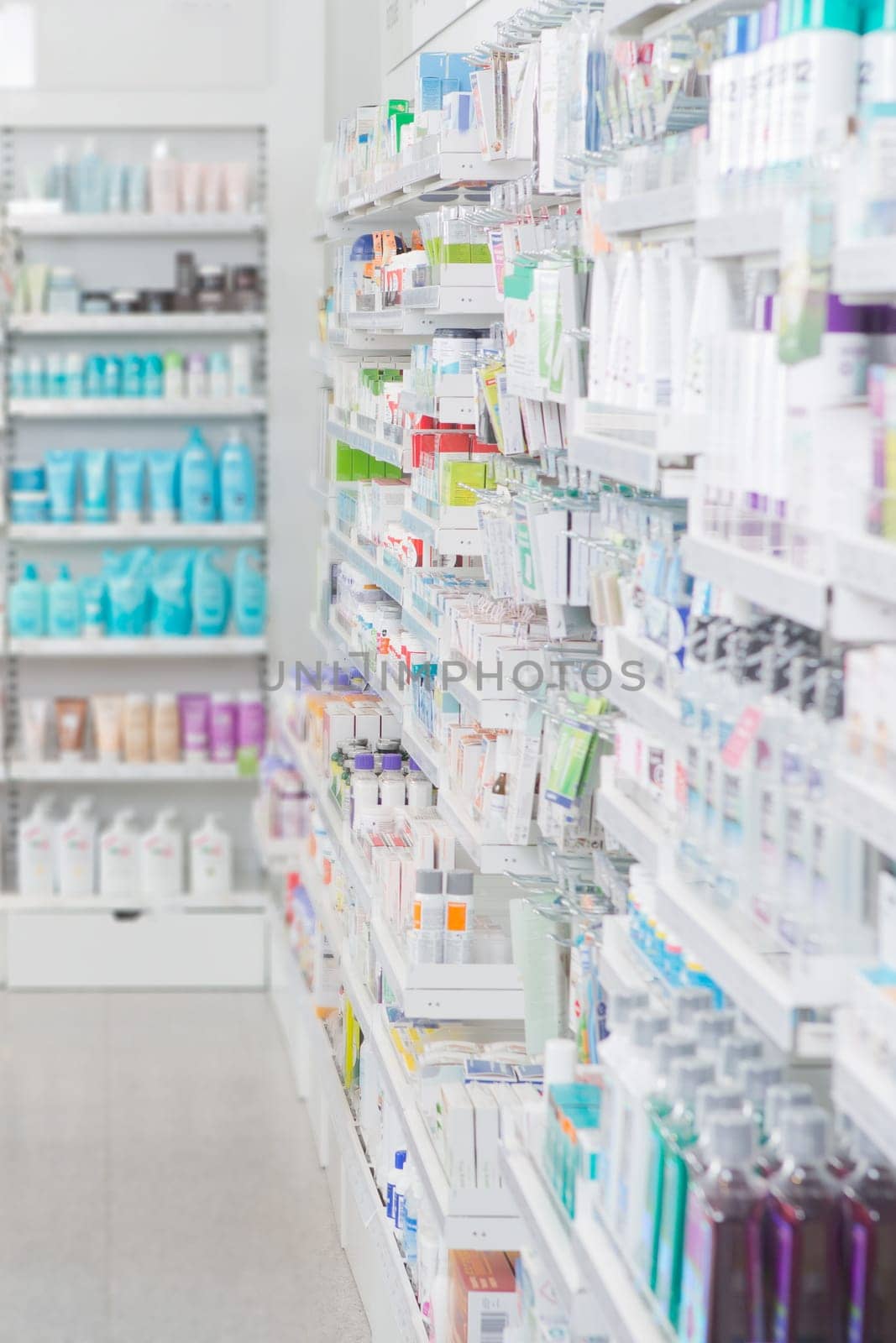Pharmacy interior with shalldow depth of field