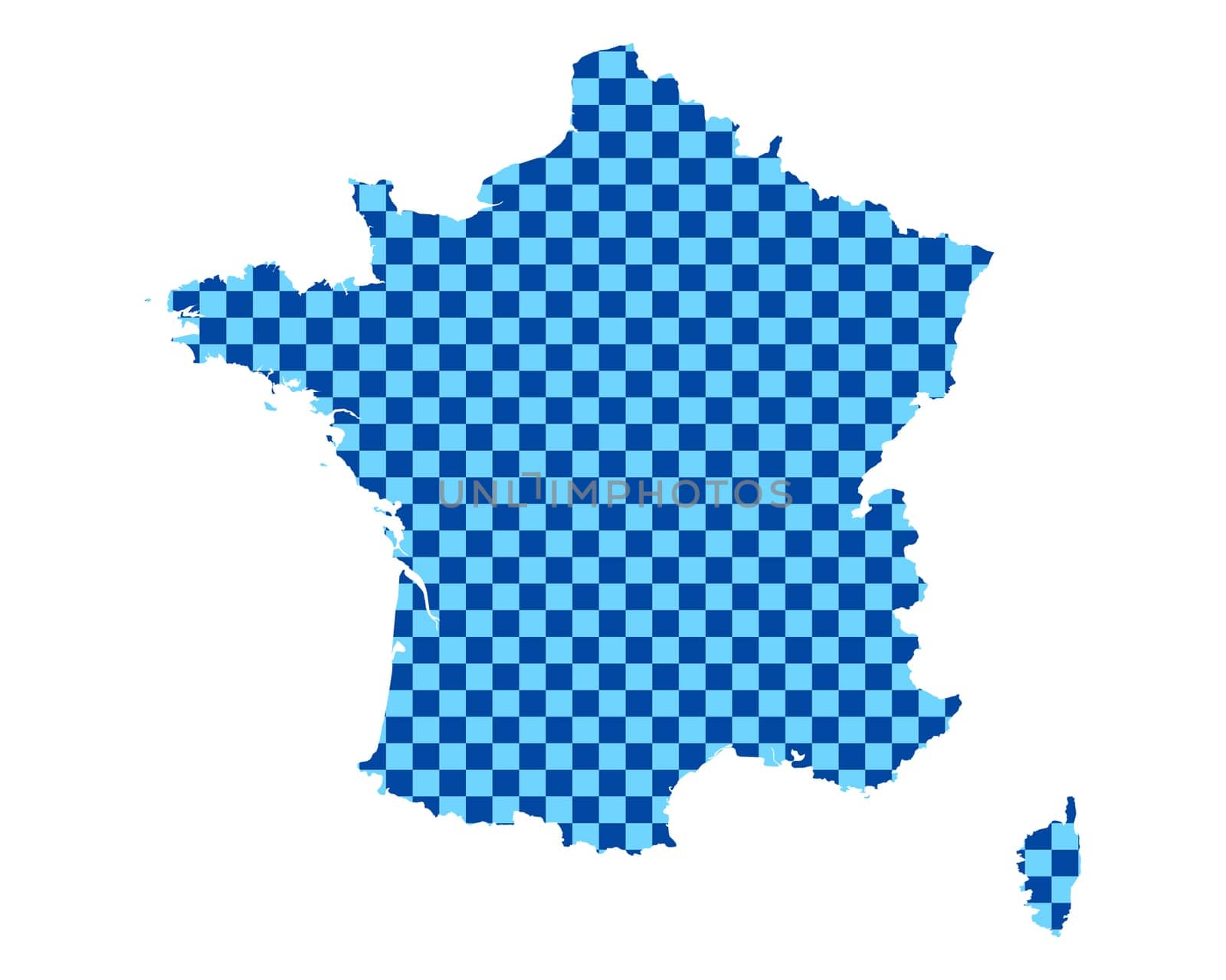 Map of France in checkerboard pattern