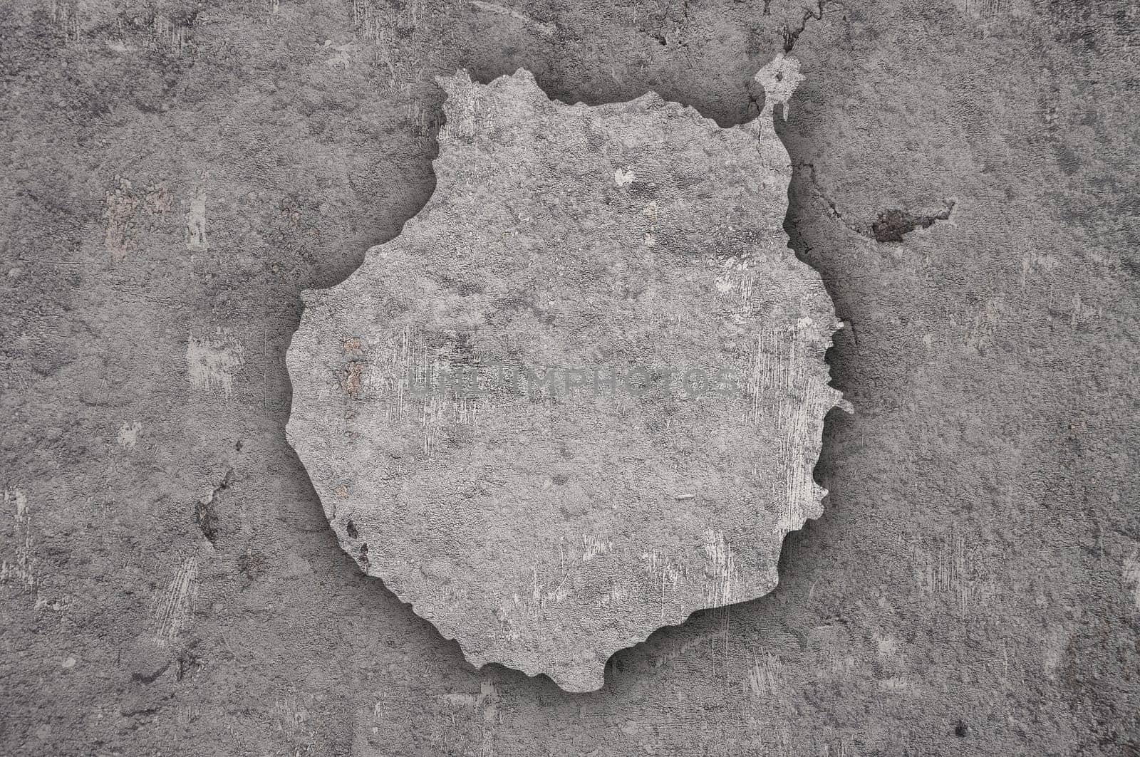 Map of Gran Canaria on weathered concrete