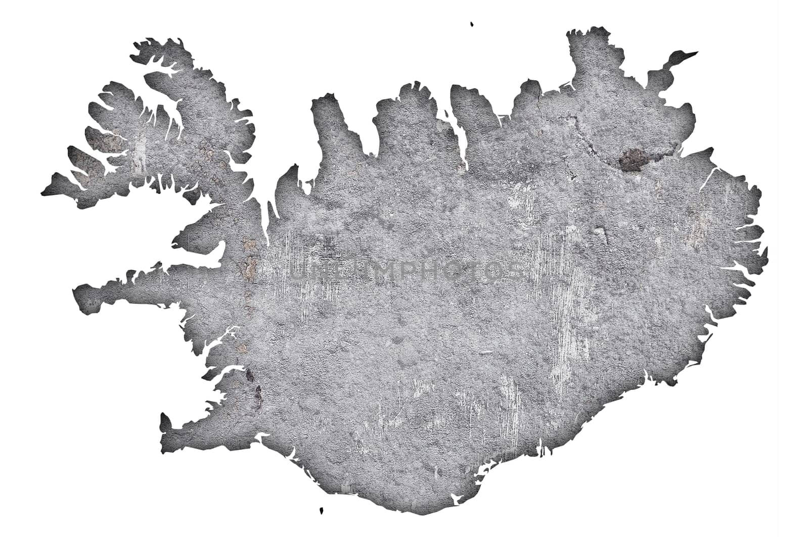 Map of Iceland on weathered concrete