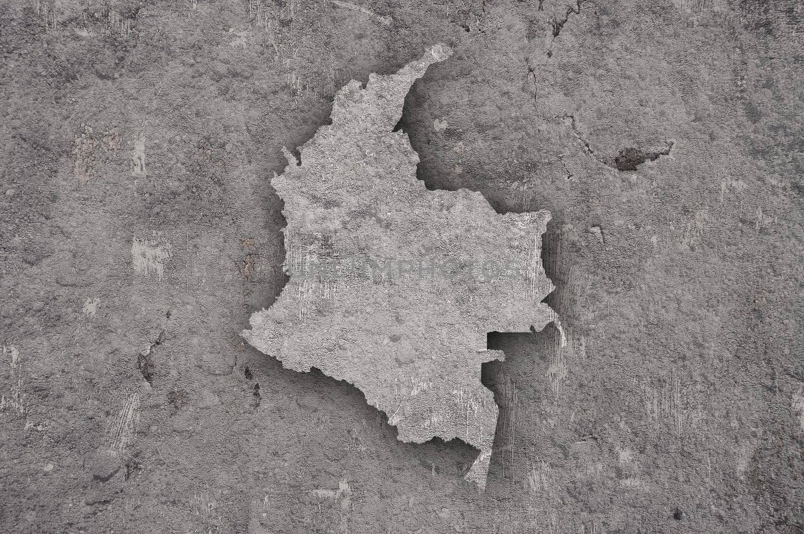 Map of Colombia on weathered concrete