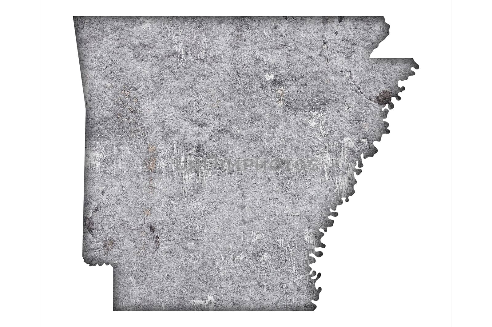 Map of Arkansas on weathered concrete