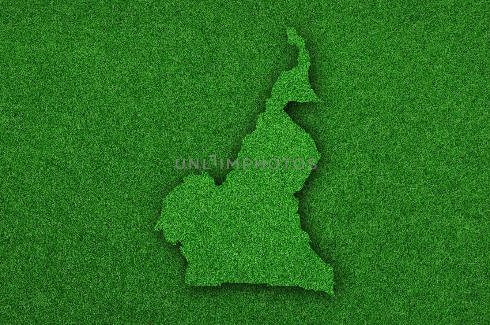 Map of Cameroon on green felt
