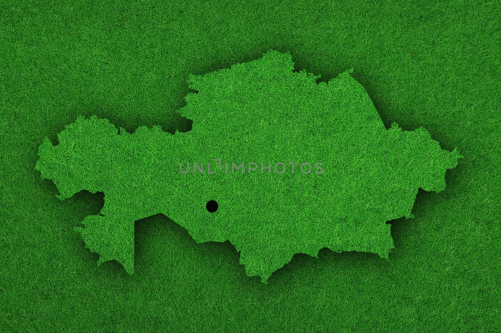 Map of Kazakhstan on green felt