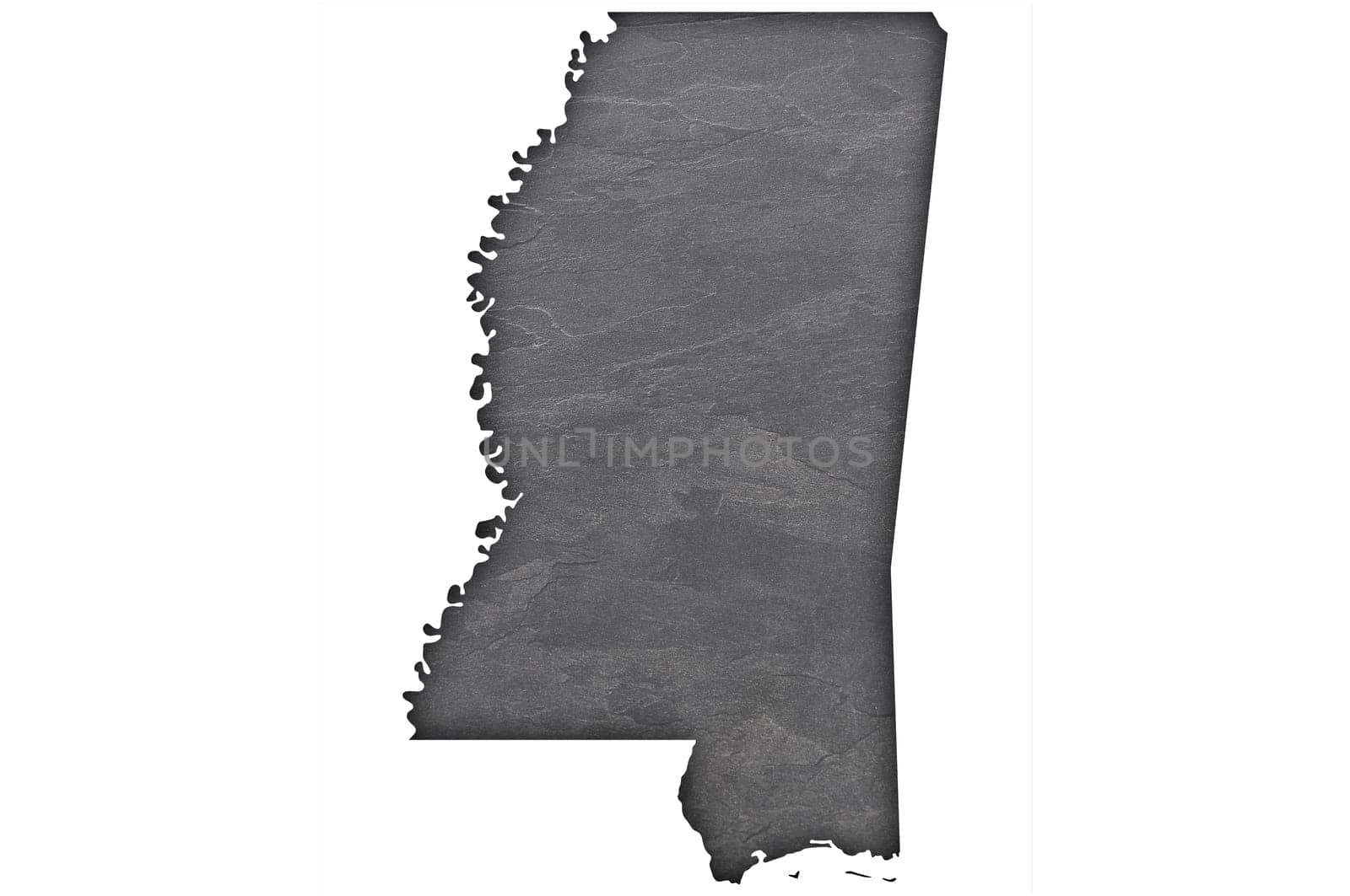Map of Mississippi on dark slate