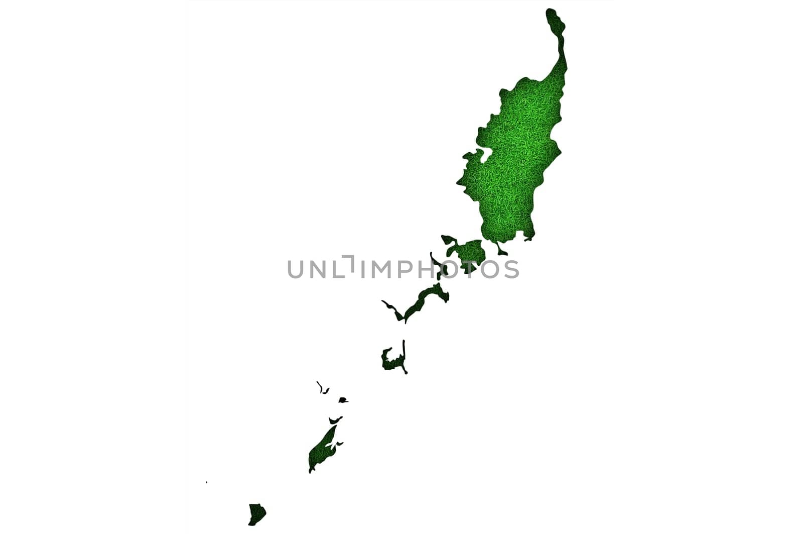 Map of Palau on green felt
