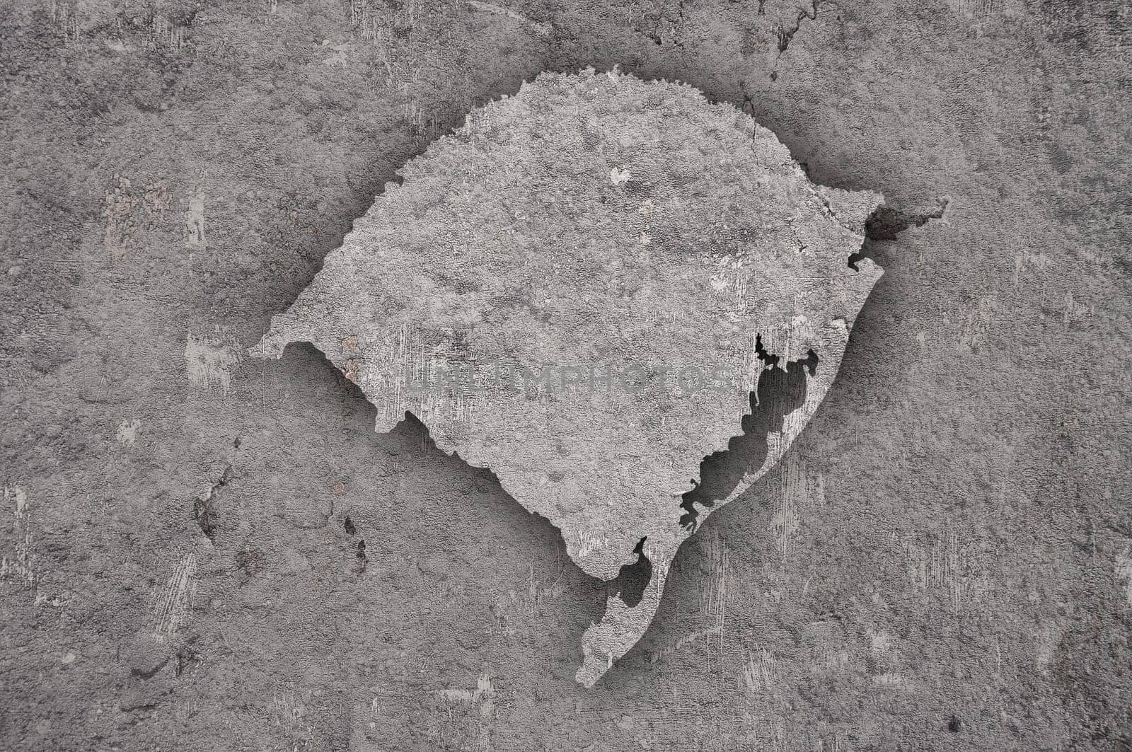 Map of Rio Grande do Sul on weathered concrete