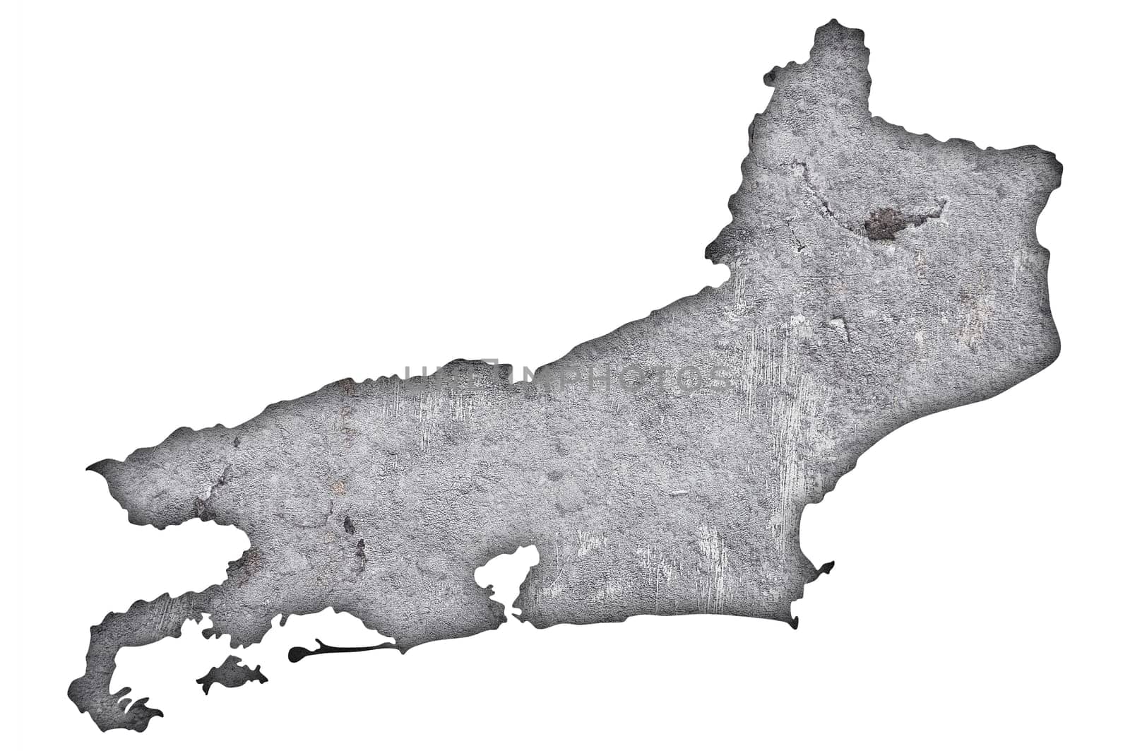 Map of Rio de Janeiro on weathered concrete