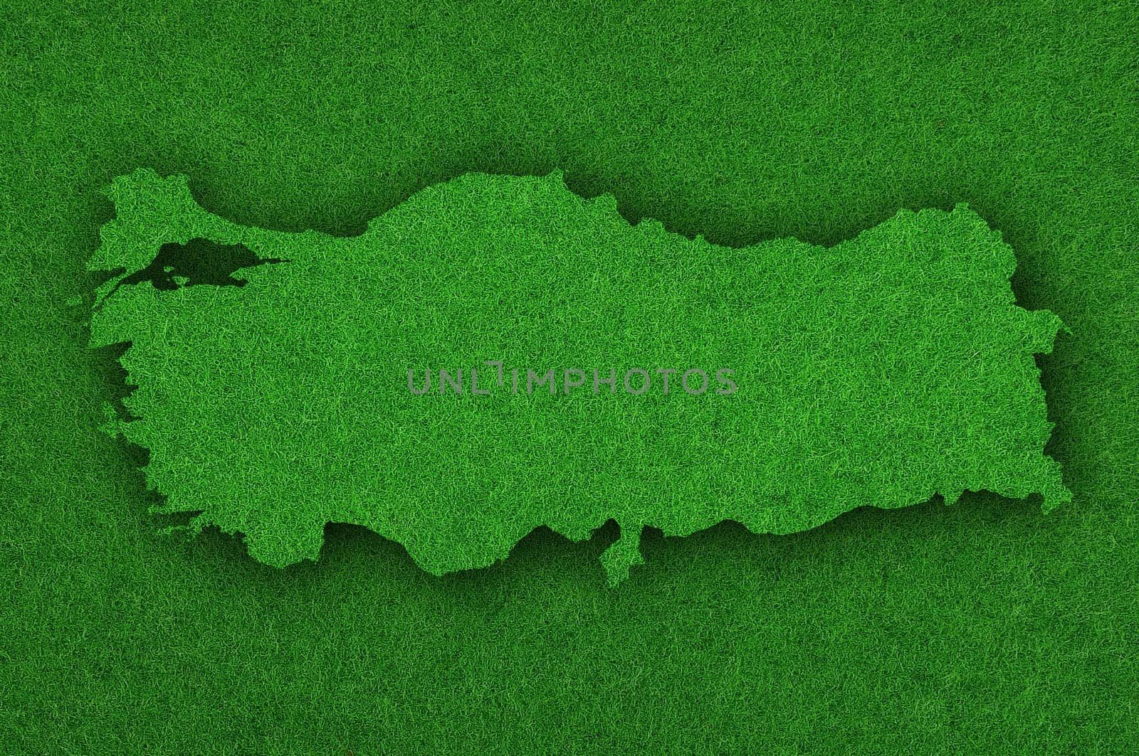 Map of Turkey on green felt