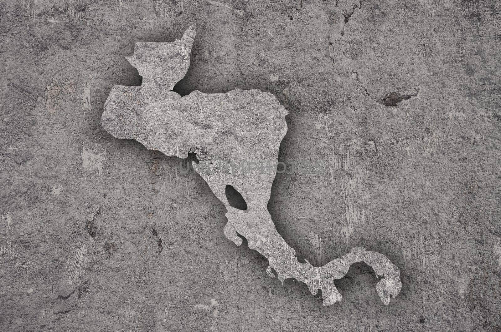 Map of Central America on weathered concrete