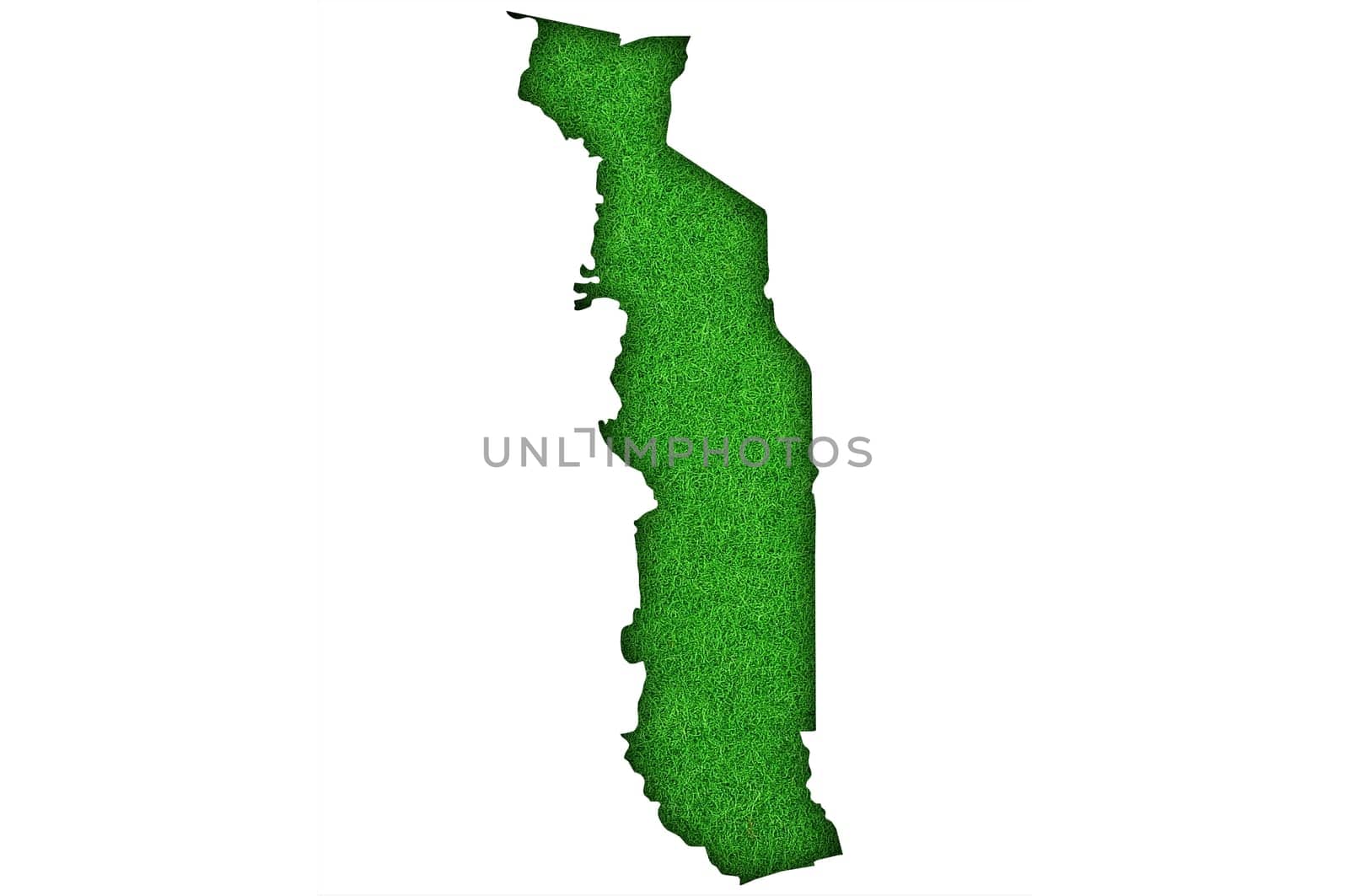 Map of Togo on green felt