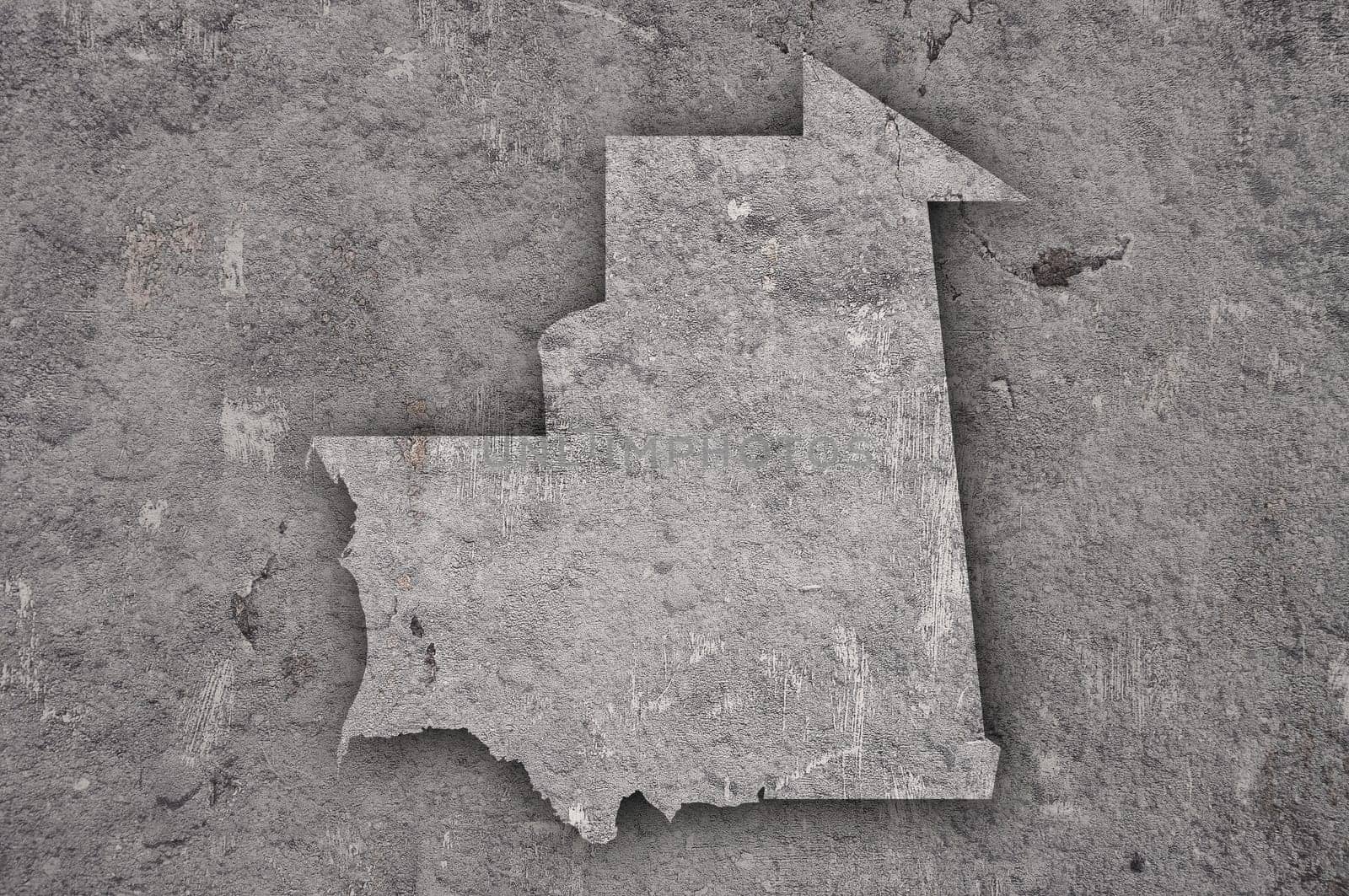 Map of Mauritania on weathered concrete