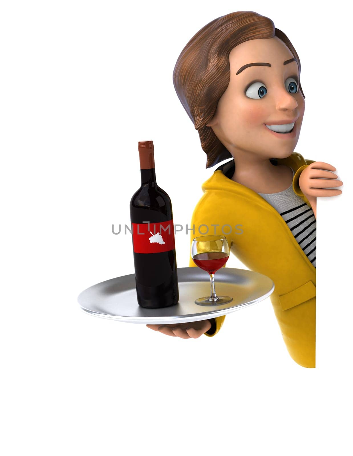 Fun 3D illustration of a cartoon teenage girl
