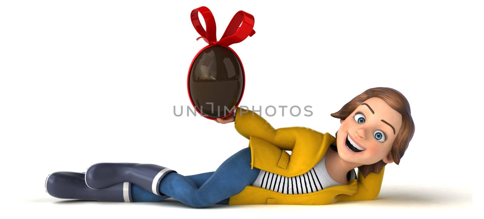Fun 3D illustration of a cartoon teenage girl