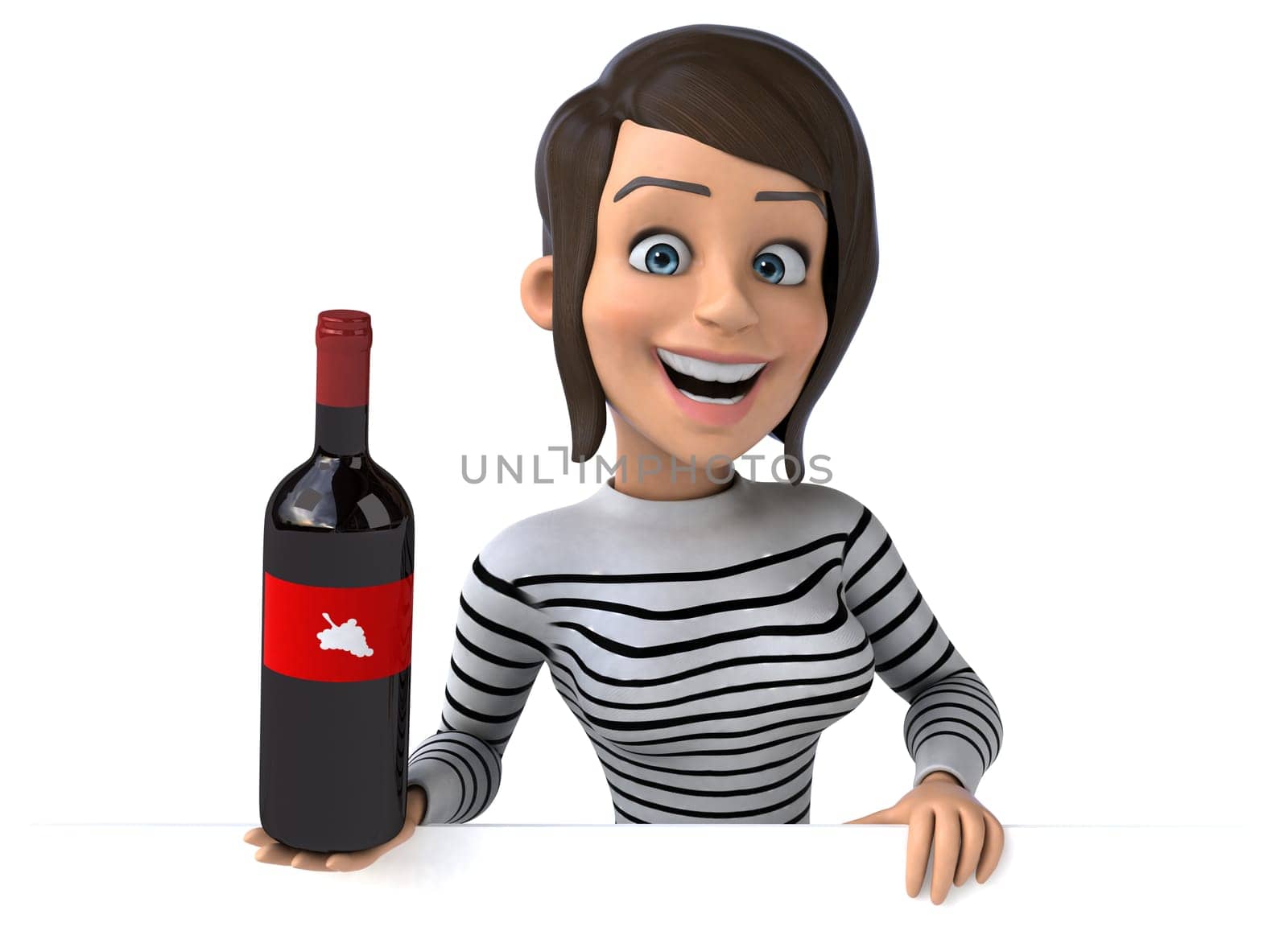 Fun 3D cartoon casual character woman