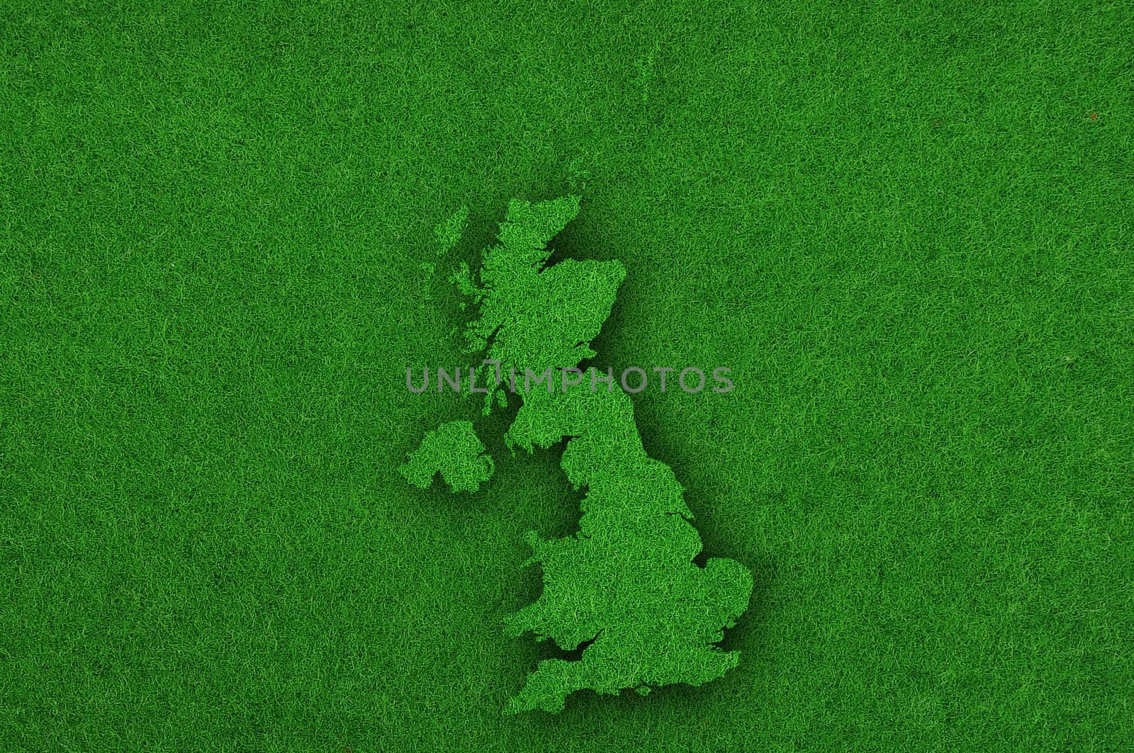 Map of Great Britain on green felt