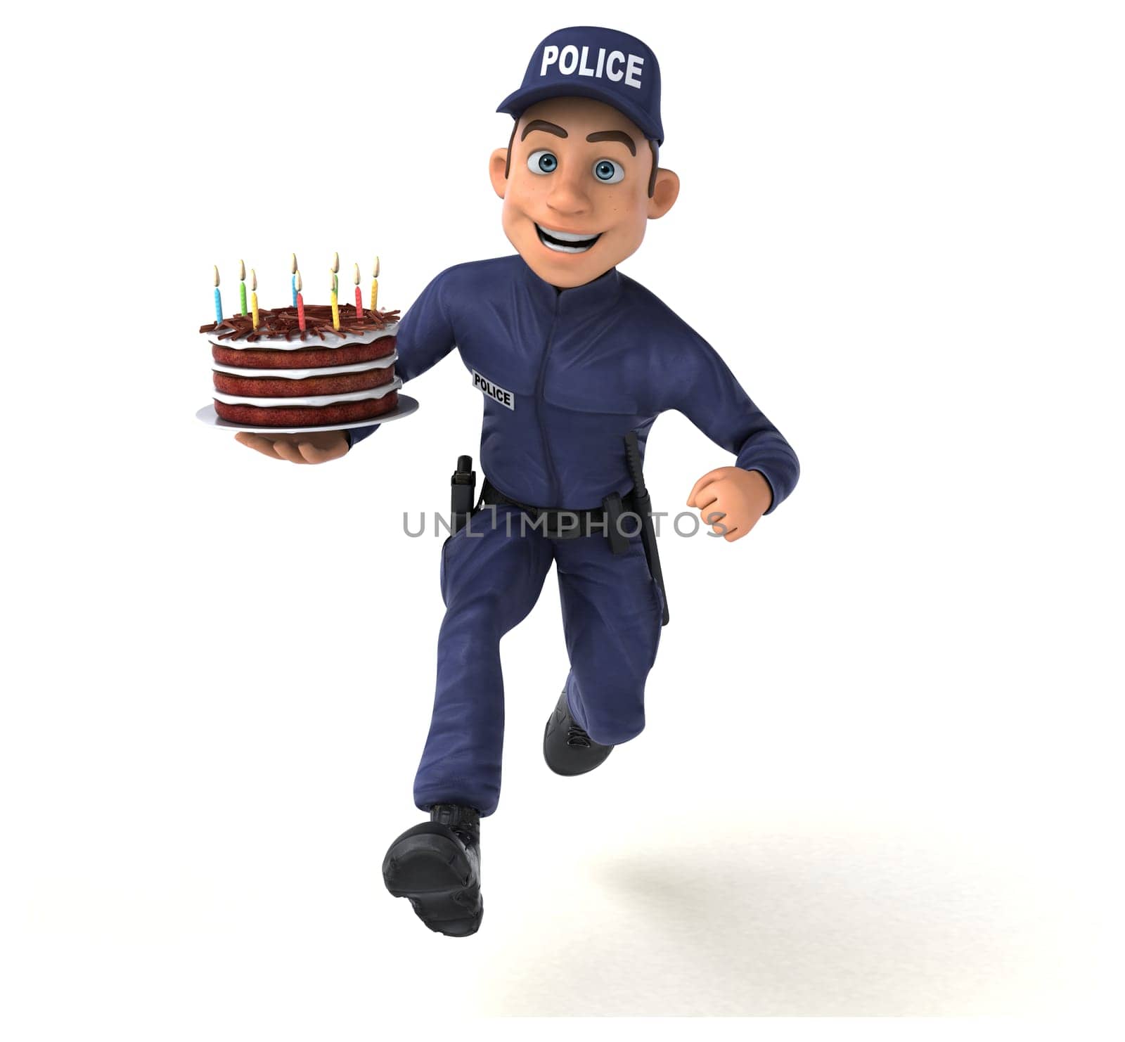 Fun 3D illustration of a cartoon Police Officer