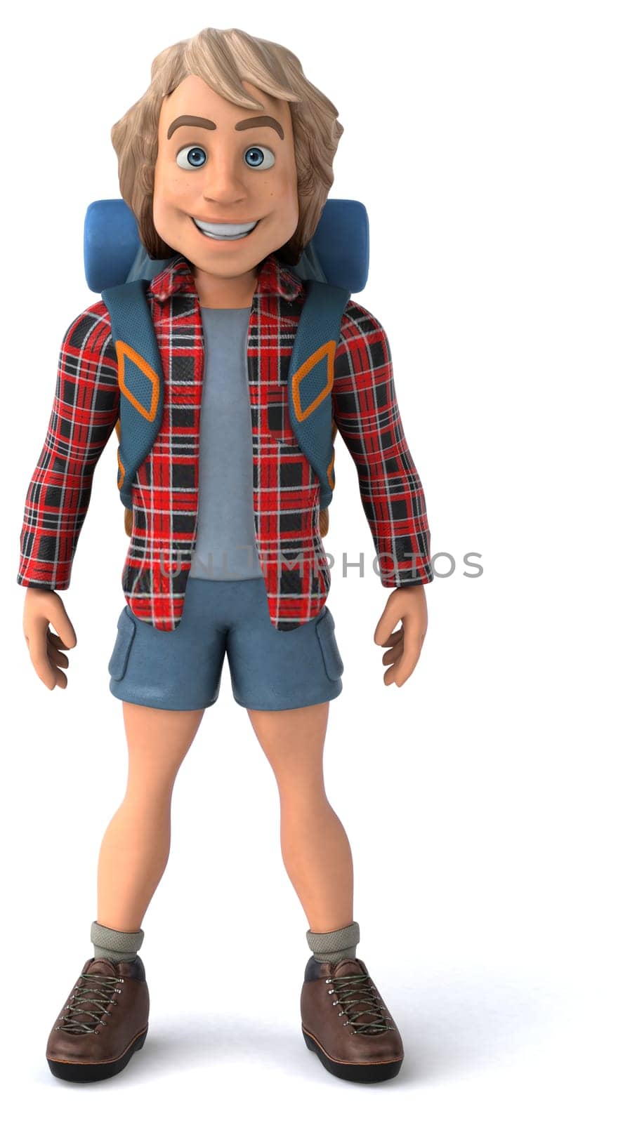 Man solo traveling backpacker - 3D Illustration