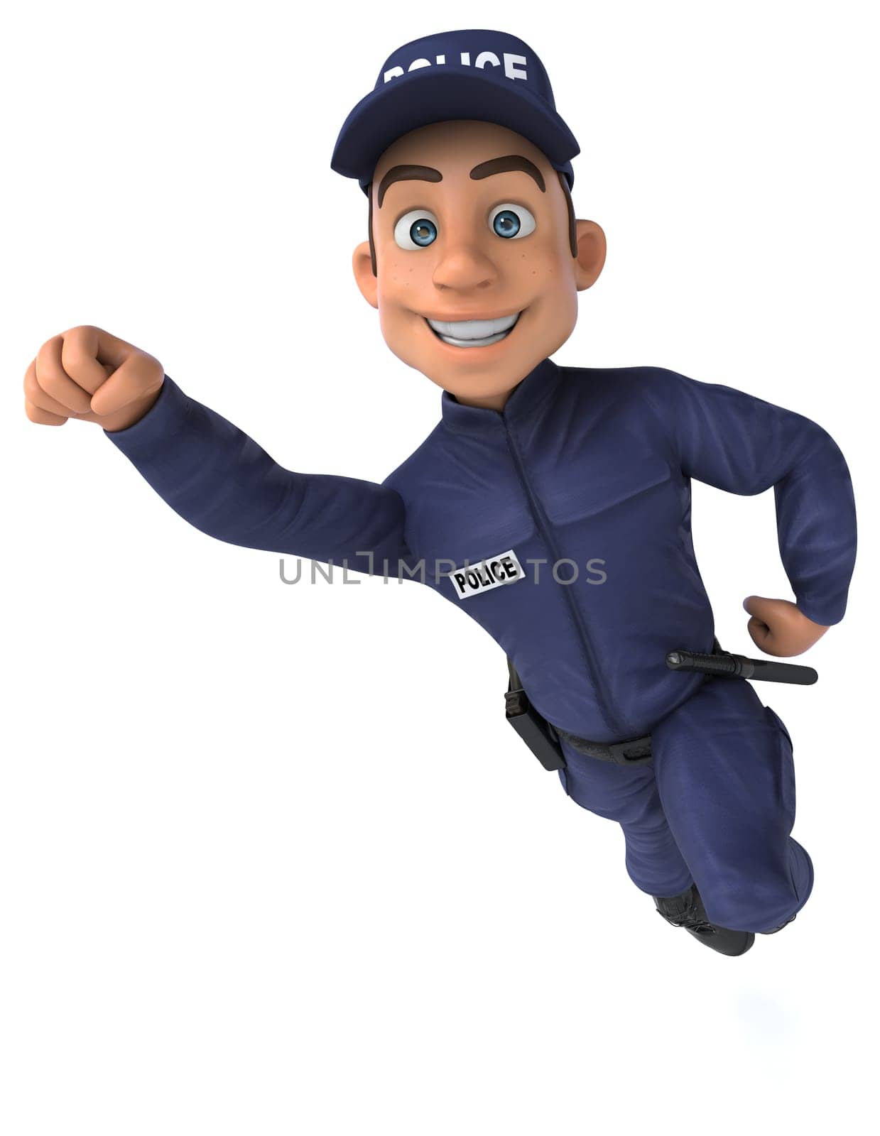 Fun 3D illustration of a cartoon Police Officer