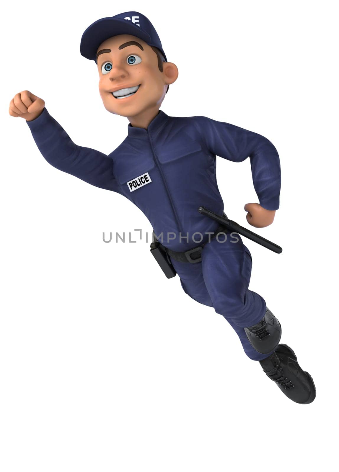 Fun 3D illustration of a cartoon Police Officer