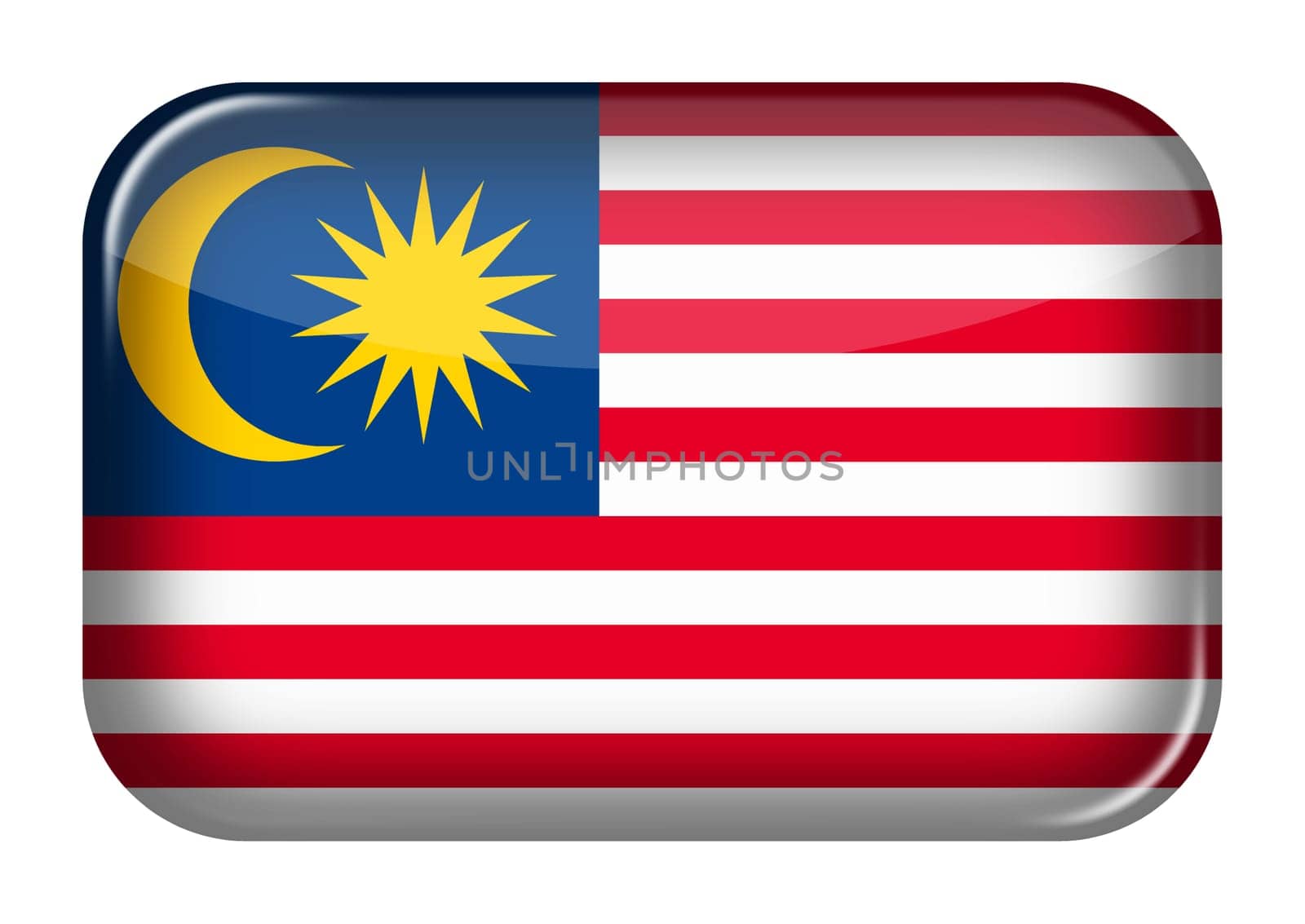 A Malaysia web icon rectangle button with clipping path 3d illustration