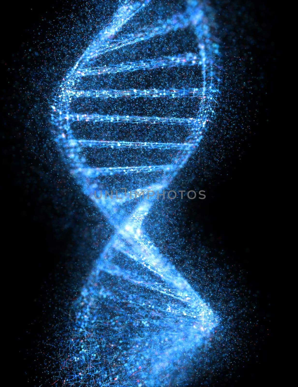 3D illustration. Colorful DNA molecule. Concept image of a structure of the genetic code.