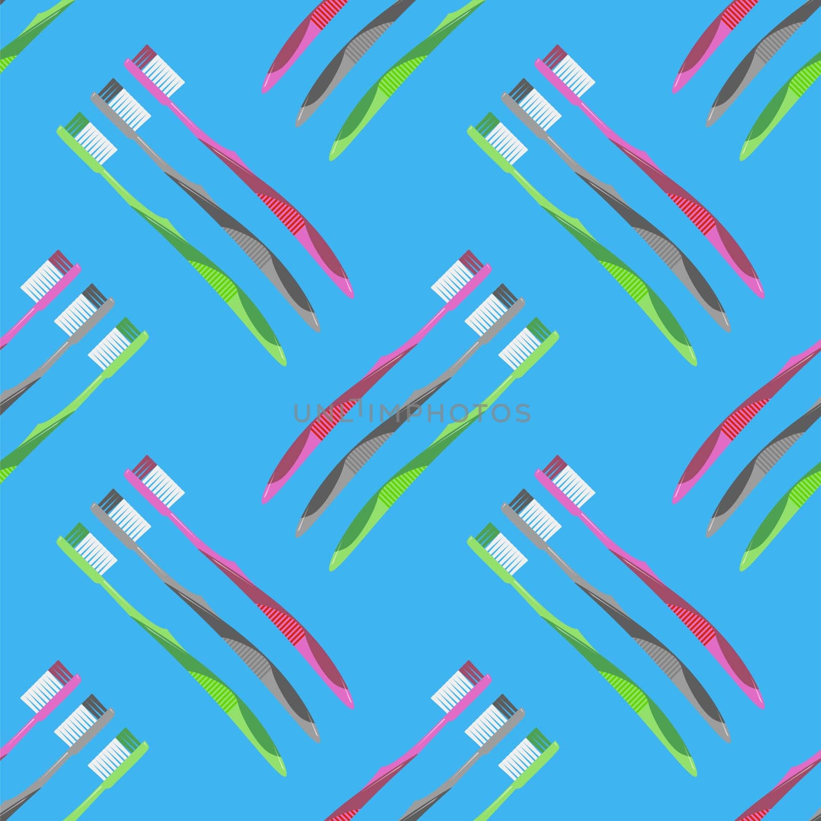 Plastic Toothbrush Dental Symbol. Oral Care. Mouth Cleaning Tool. Seamless Pattern.