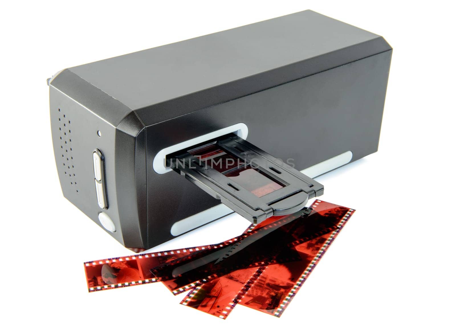 scanner for slides and films on white background